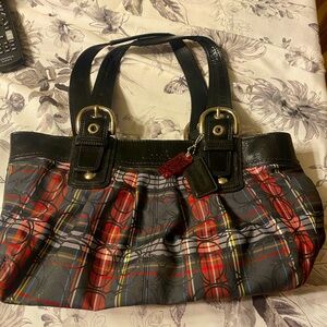 Coach Poppy Madras tartan Plaid purse and coin purse vintage